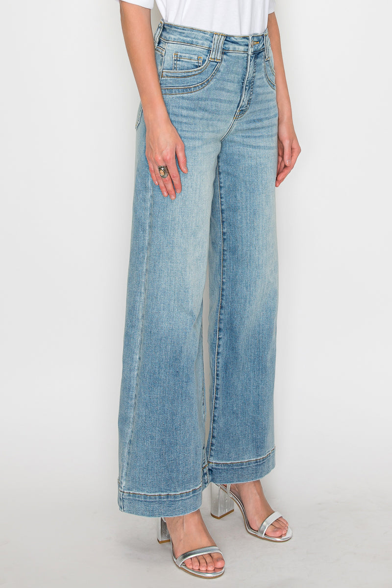 Tummy Control High Rise A-wide Leg Fit Jeans in 5 (26) view 3 - High-Waisted - Tummy Control Jeans For Women (bottom)