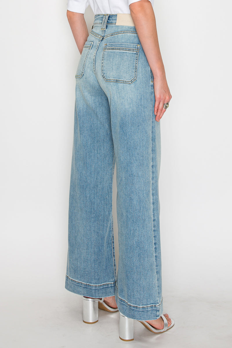 Tummy Control High Rise A-wide Leg Fit Jeans in 9 (28) view 5 - High-Waisted - Tummy Control Jeans For Women (bottom)