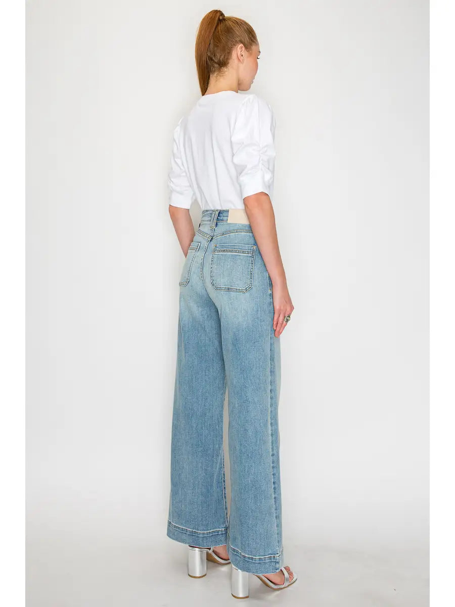 Tummy Control High Rise A-wide Leg Fit Jeans view 8 - High-Waisted - Tummy Control Jeans For Women (bottom)
