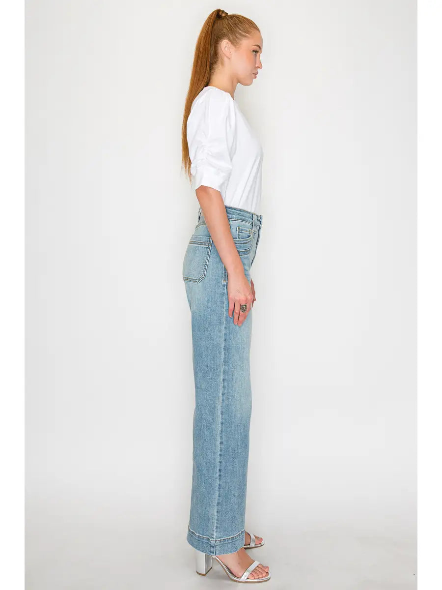 Tummy Control High Rise A-wide Leg Fit Jeans view 9 - High-Waisted - Tummy Control Jeans For Women (bottom)