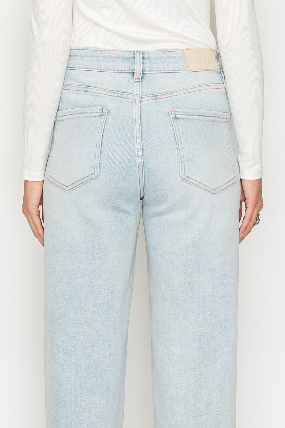 Tummy Control High Rise Modal Fabric Pink Thread Straight Jeans view 10 - High-Waisted - Tummy Control Jeans For Women