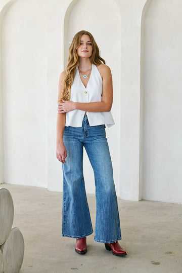 Tummy Control High Rise Palazzo Jeans in 1 (24) - High-Waisted - Tummy Control Jeans For Women (bottom)