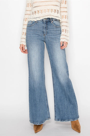 Tummy Control High Rise Palazzo Jeans in 3 (25) view 2 - High-Waisted - Tummy Control Jeans For Women (bottom)