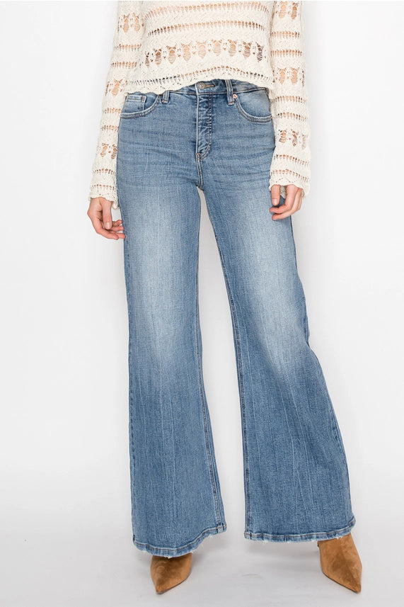Tummy Control High Rise Palazzo Jeans in 3 (25) view 2 - High-Waisted - Tummy Control Jeans For Women (bottom)