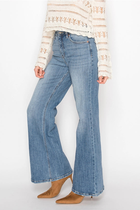 Tummy Control High Rise Palazzo Jeans in 5 (26) view 3 - High-Waisted - Tummy Control Jeans For Women (bottom)