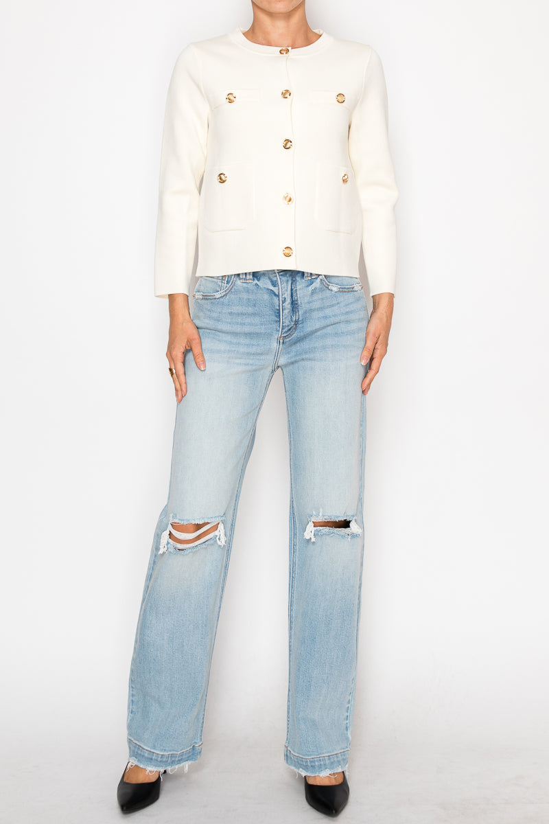 Tummy Control High Rise Relaxed Straight Leg Jean in 9 (28) view 5 - High-Waisted - Tummy Control Jeans (bottom)