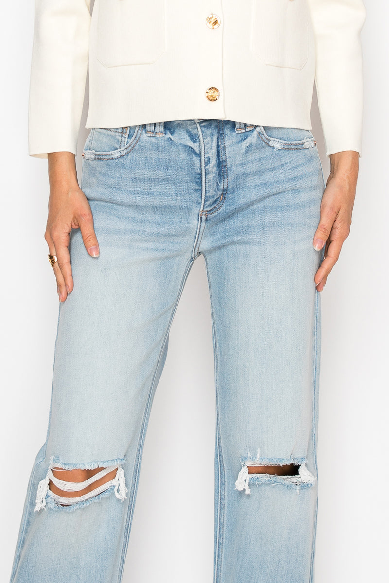 Tummy Control High Rise Relaxed Straight Leg Jean 13 (30) view 7 (bottom) - tummy control jeans, tummy  - shop at us.meeeshop