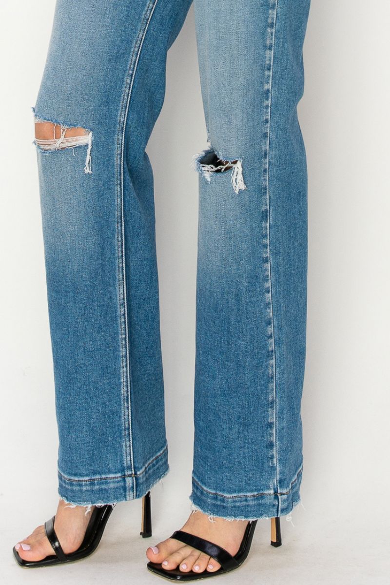 Tummy Control High Rise Relaxed Straight Leg Jeans in 5 (26) view 3 - High-Waisted - Tummy Control Jeans For Women