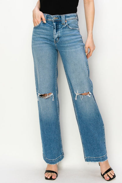 Tummy Control High Rise Relaxed Straight Leg Jeans in 11 (29) view 6 - High-Waisted - Tummy Control Jeans For Women