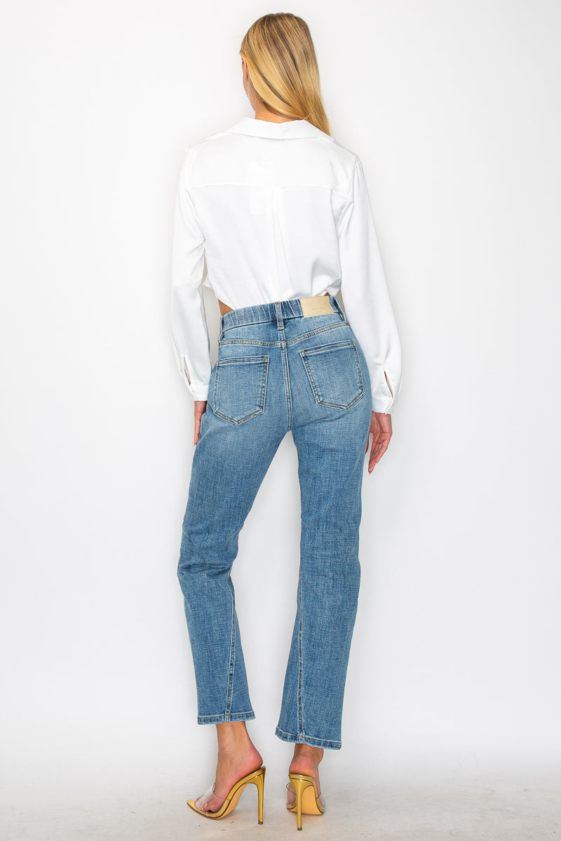 Tummy Control High Rise Straight Jeans in MEDIUM WASH view 7 - High-Waisted - Tummy Control Jeans For Women (bottom)