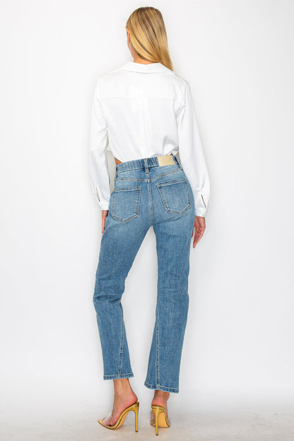 Tummy Control High Rise Straight Jeans in MEDIUM WASH view 7 - High-Waisted - Tummy Control Jeans For Women (bottom)