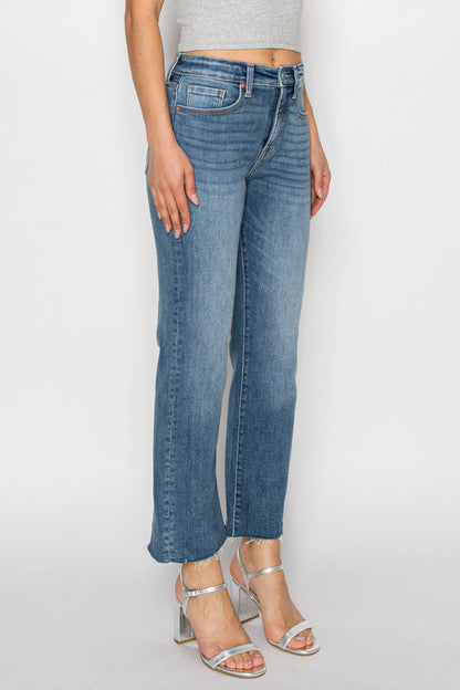 Tummy Control High Rise Straight with Single Cuff Jeans in 5 (26) view 3 - High-Waisted - Tummy Control Jeans For Women