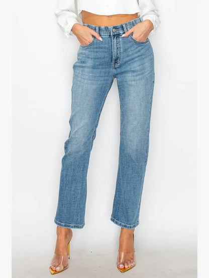 tummy control high Tummy Control High Rise Straight Jeans view 11 (bottom) - shop at us.meeeshop