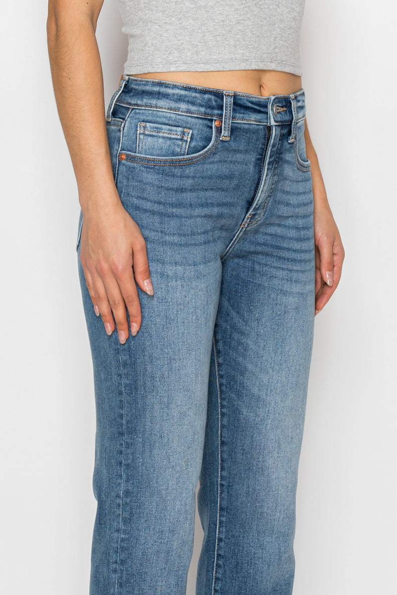 tummy control high Tummy Control High Rise Straight with Single Cuff Jeans view 13 (bottom) - shop at us.meeeshop