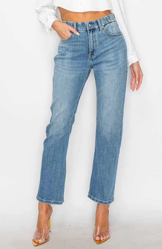 tummy control high Tummy Control High Rise Straight Jeans view 14 (bottom) - shop at us.meeeshop