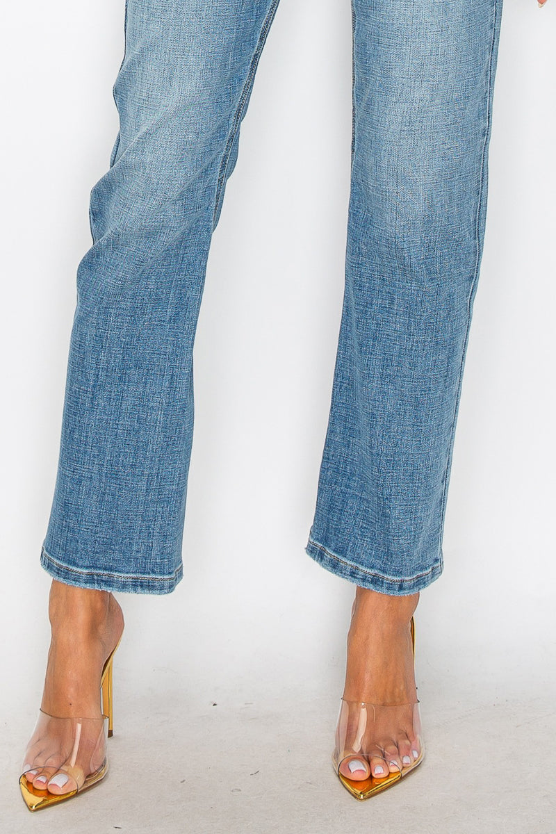 tummy control high Tummy Control High Rise Straight Jeans view 7 (bottom) - shop at us.meeeshop
