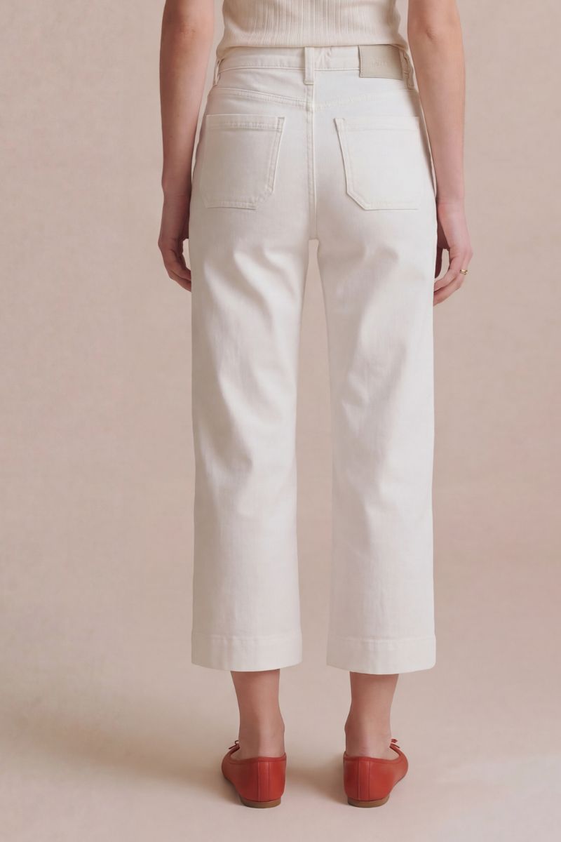 tummy control high Tummy Control High Rise White Crop Palazzo Jeans view 4 (bottom) - shop at us.meeeshop