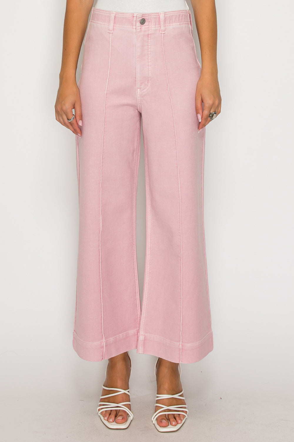 Tummy Control Ultra High Rise Crop Wide in Pink view 2 - High-Waisted - Tummy Control Wide Leg Pants (bottom)