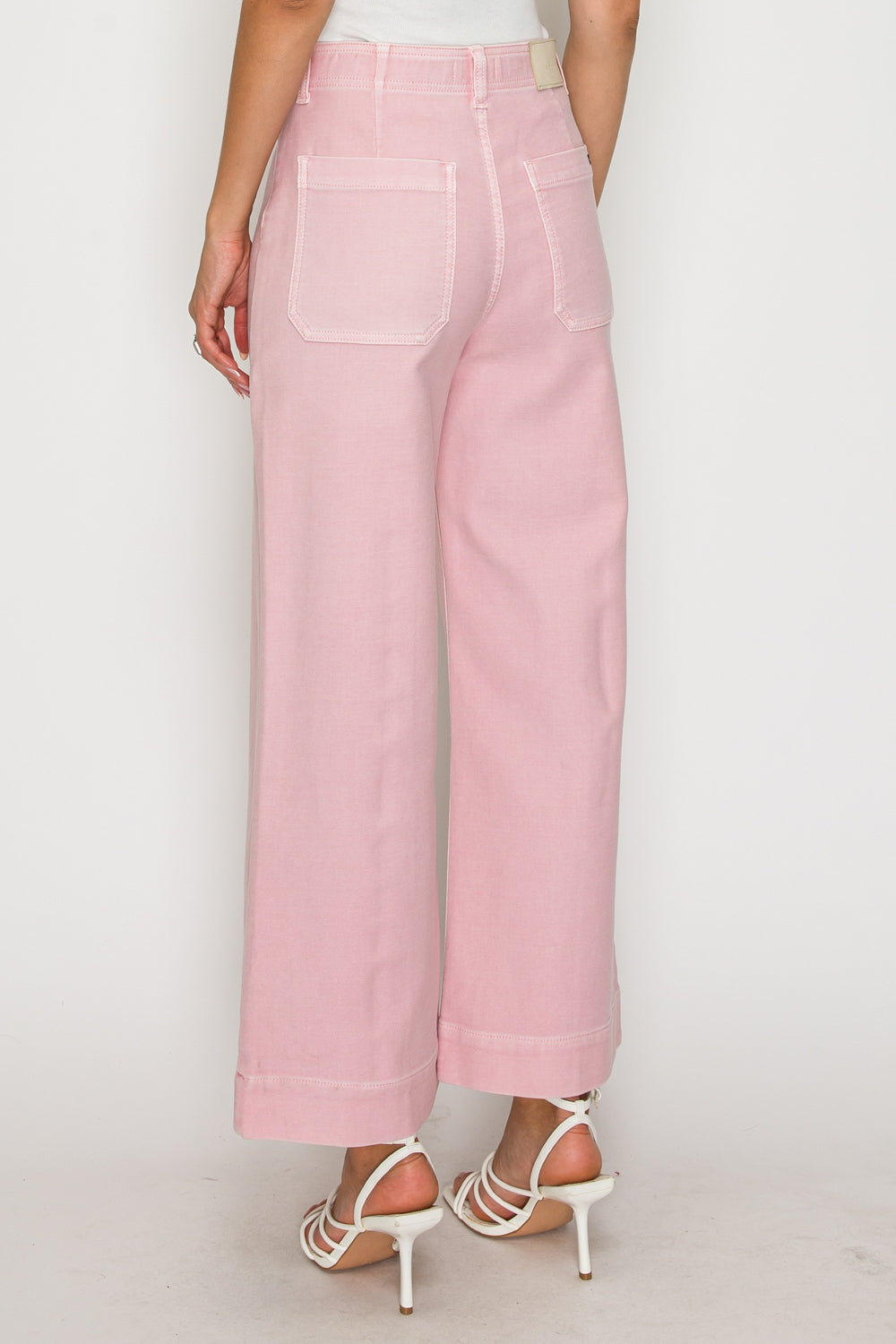 Tummy Control Ultra High Rise Crop Wide in Pink view 5 - High-Waisted - Tummy Control Wide Leg Pants (bottom)