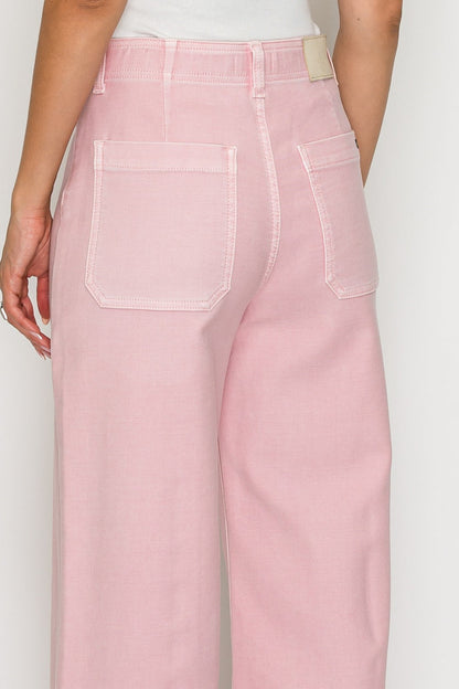 Tummy Control Ultra High Rise Crop Wide in Pink view 6 - High-Waisted - Tummy Control Wide Leg Pants (bottom)