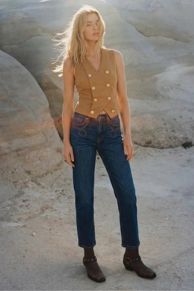Tummy Control Western High Rise Straight Leg Jeans in 1 (24) - High-Waisted - Tummy Control Jeans For Women (bottom)