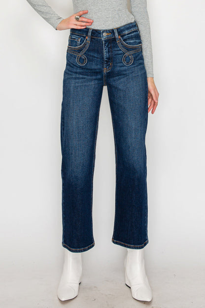 Tummy Control Western High Rise Straight Leg Jeans in 3 (25) view 2 - High-Waisted - Tummy Control Jeans For Women