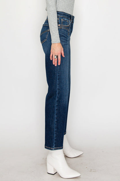 Tummy Control Western High Rise Straight Leg Jeans in 5 (26) view 3 - High-Waisted - Tummy Control Jeans For Women