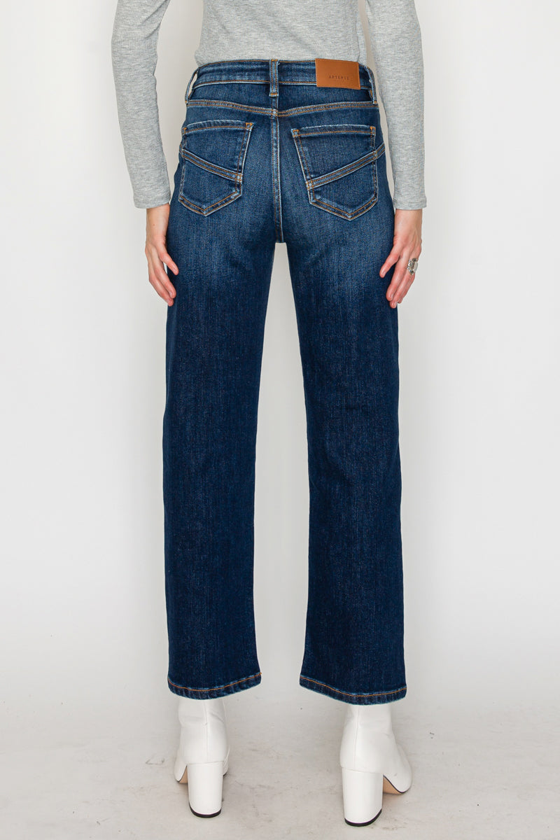 Tummy Control Western High Rise Straight Leg Jeans in 7 (27) view 4 - High-Waisted - Tummy Control Jeans For Women