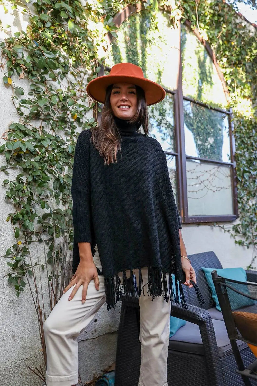 Roll-Neck Poncho Sweater