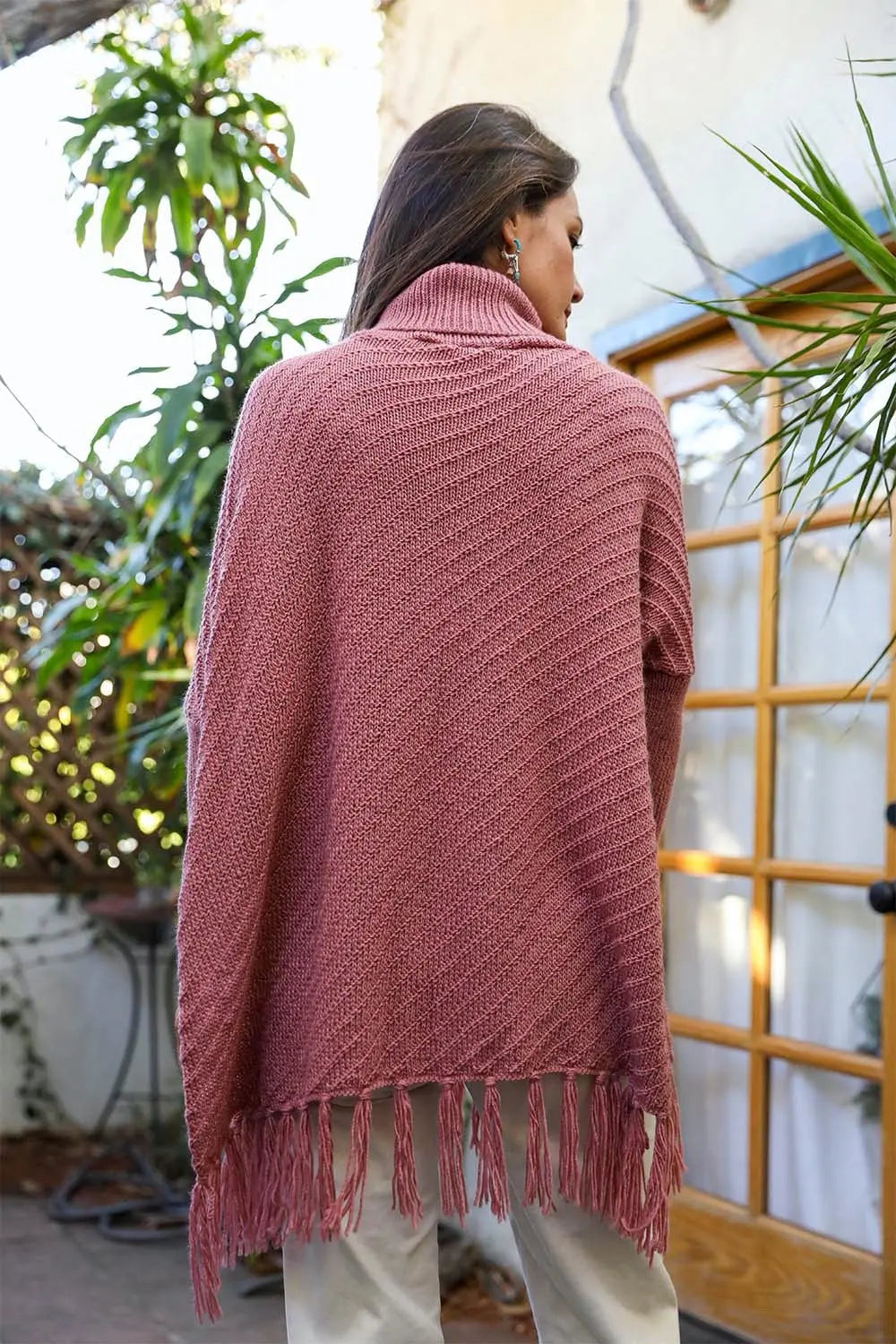 Roll-Neck Poncho Sweater