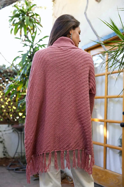 Roll-Neck Poncho Sweater