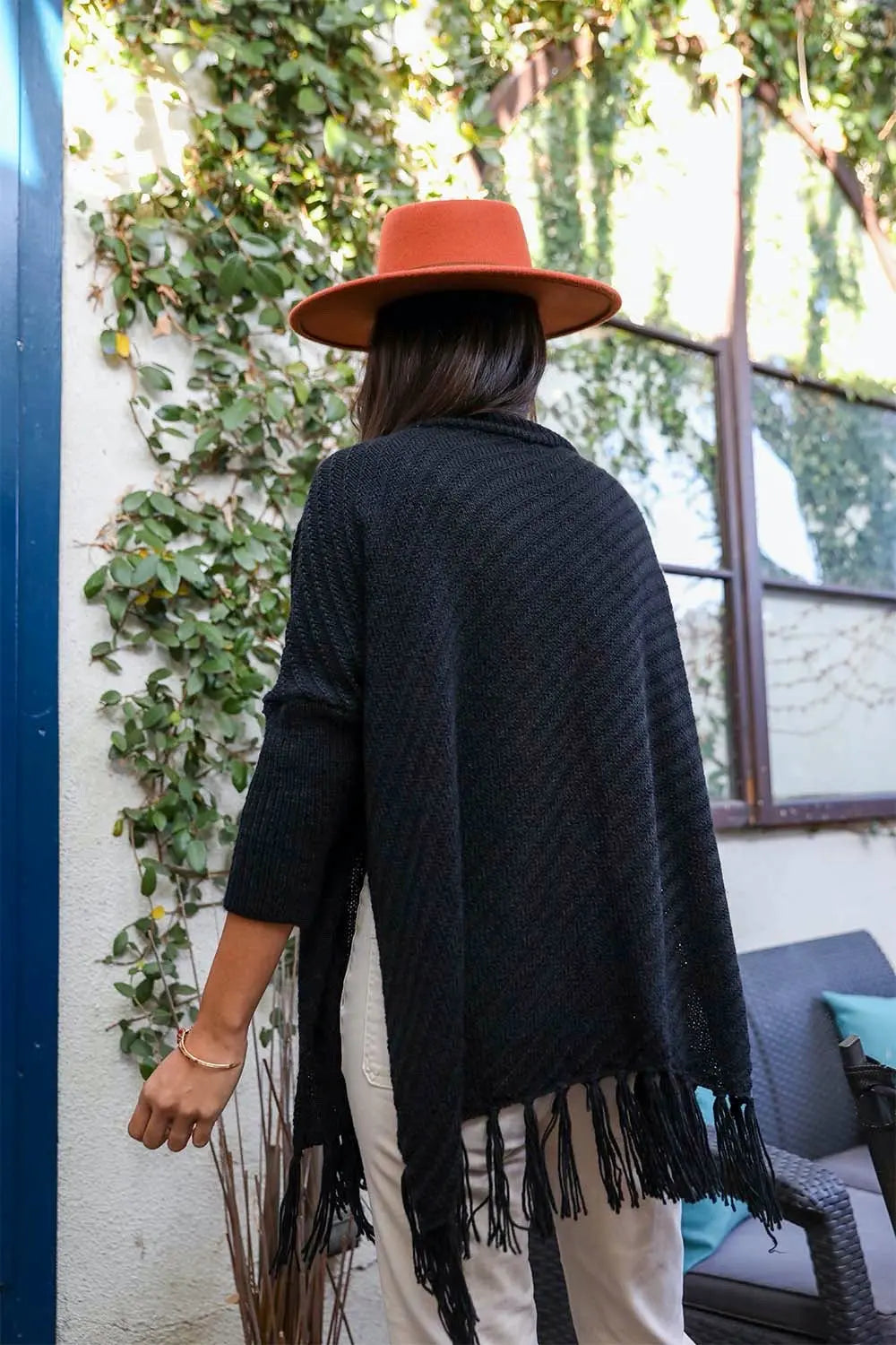 Roll-Neck Poncho Sweater