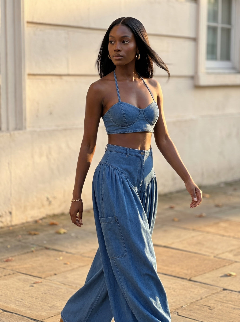 Two-piece Wide-leg Pant Set 1XL view 5 (bottom) - two piece sets, two piece sets women, two piece sets  - shop at us.meeeshop