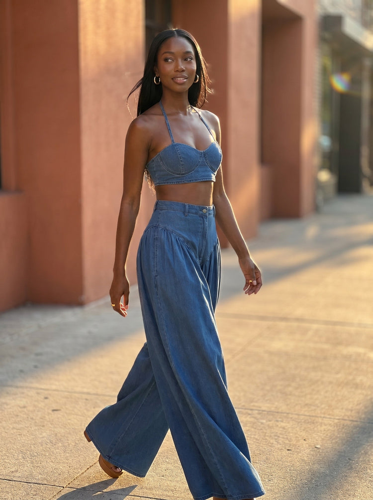 Two-piece Wide-leg Pant Set XL view 4 (bottom) - two piece sets, two piece sets women, two piece sets n - shop at us.meeeshop