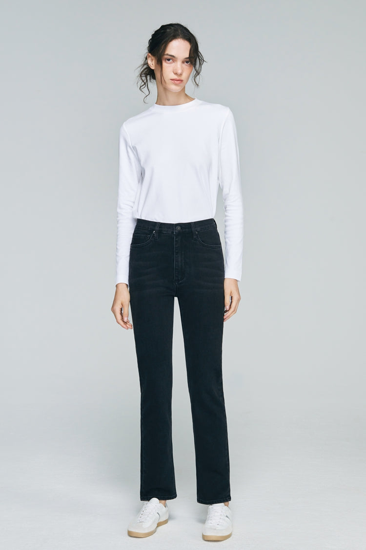 Two Shots High Rise Straight Crop Jeans Hj013 in Start Me Up - High-Waisted - Hj013 Jeans (bottom)
