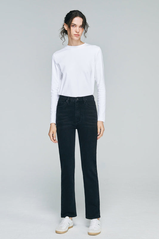 Two Shots High Rise Straight Crop Jeans Hj013 in Start Me Up - High-Waisted - Hj013 Jeans (bottom)