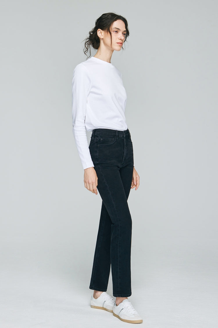 Two Shots High Rise Straight Crop Jeans Hj013 in Start Me Up view 5 - High-Waisted - Hj013 Jeans (bottom)