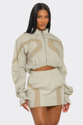 Two-tone Nylon Windbreaker Skirt Set S (skirt) - two tone skirt pattern, two tone skirting board, two t - shop at us.meeeshop