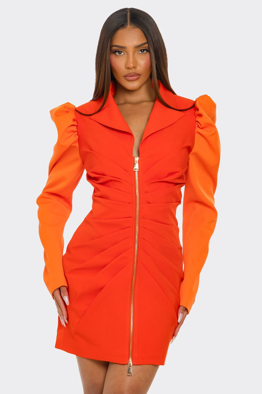 Two-tone Orange Zip-up Dress view 5 - Two Tone Dresser