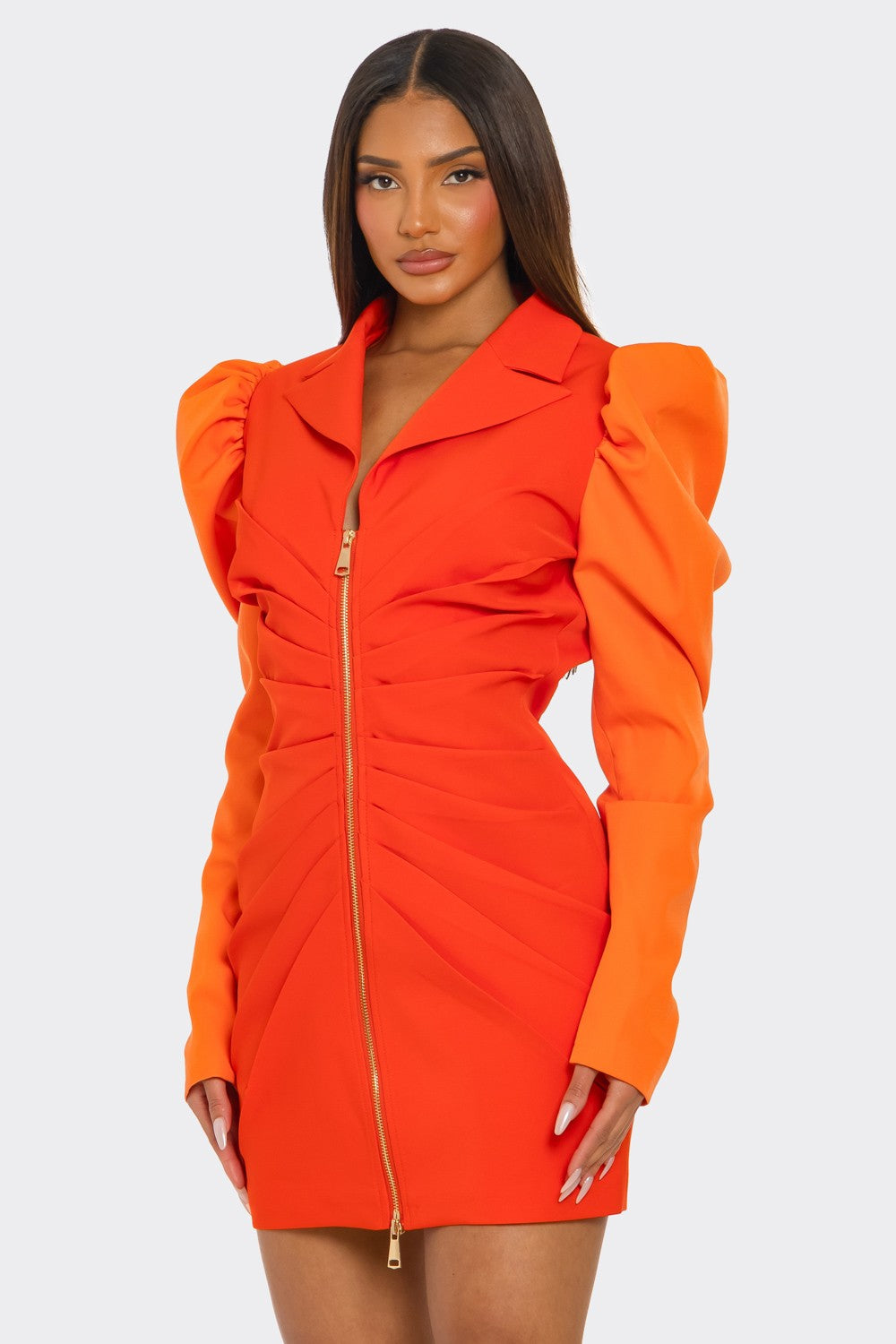 Two-tone Orange Zip-up Dress view 8 - Two Tone Dresser