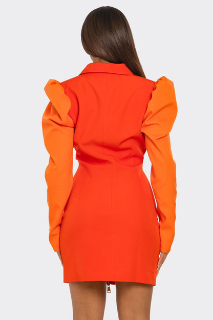 Two-tone Orange Zip-up Dress view 9 - Two Tone Dresser