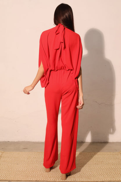 Tyche Textured Solid Mock Neck Caftan Jumpsuit view 4 (one-piece)