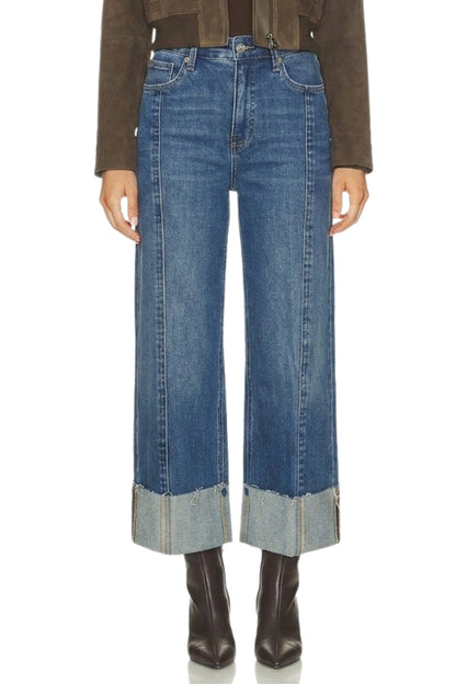 Ultra High Rise A-wide Jeans with 4 1/2" Cuff in Dark wash view 2 - High-Waisted - Ultra High Jeans Women (bottom)
