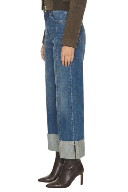 Ultra High Rise A-wide Jeans with 4 1/2" Cuff in Dark wash view 3 - High-Waisted - Ultra High Jeans Women (bottom)