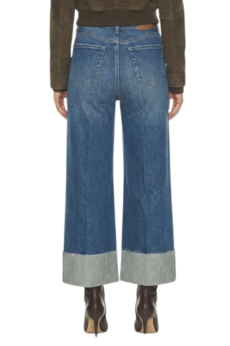 Ultra High Rise A-wide Jeans with 4 1/2" Cuff in Dark wash view 4 - High-Waisted - Ultra High Jeans Women (bottom)