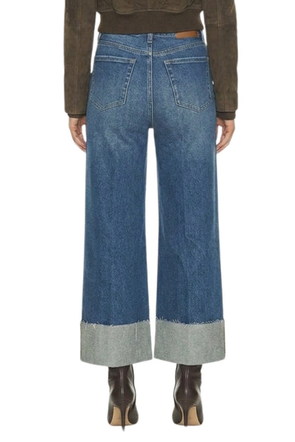 Ultra High Rise A-wide Jeans with 4 1/2" Cuff in Dark wash view 4 - High-Waisted - Ultra High Jeans Women (bottom)