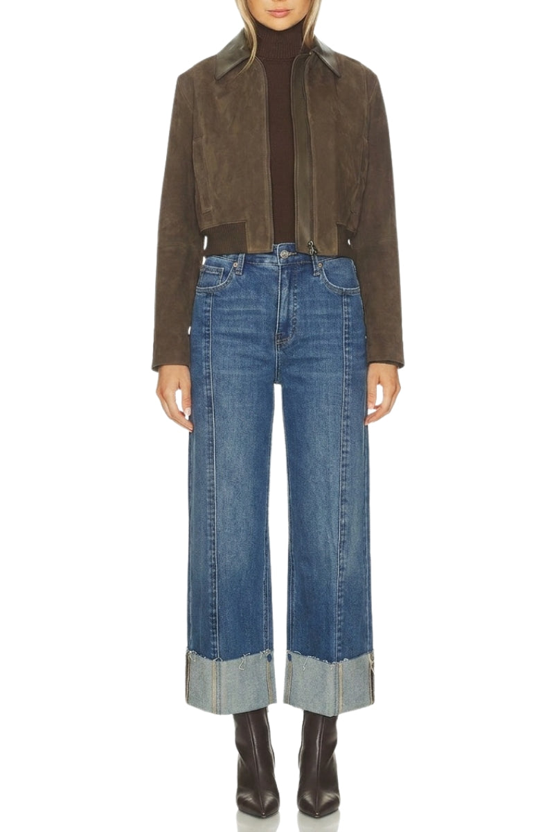 Ultra High Rise A-wide Jeans with 4 1/2" Cuff in Dark wash view 5 - High-Waisted - Ultra High Jeans Women (bottom)