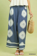 Umgee Abstract Border Print Wide Leg Pants DENIM BLUE (bottom) - leg pants, wide leg pants - shop at us.meeeshop
