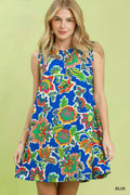 Umgee Abstract Print Sleeveless Shift Dress BLUE (dress) - umgee abstract print dress, umgee abstract p - shop at us.meeeshop