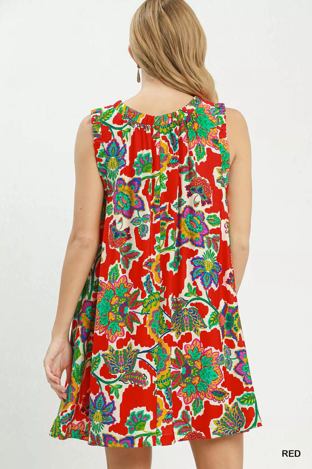 Umgee Abstract Print Sleeveless Shift Dress Red view 3 (dress) - umgee abstract print dress, umgee abst - shop at us.meeeshop